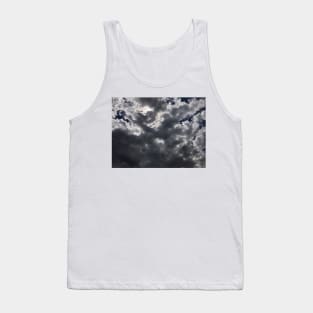 Light of hope. Dramatic grey cloudscape landscape with bright sun and bright angelic light Tank Top